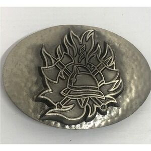 Belt Buckle‎ Firefighter Helmet Axes Fire Dragon Designs Tanside Fireman 1995